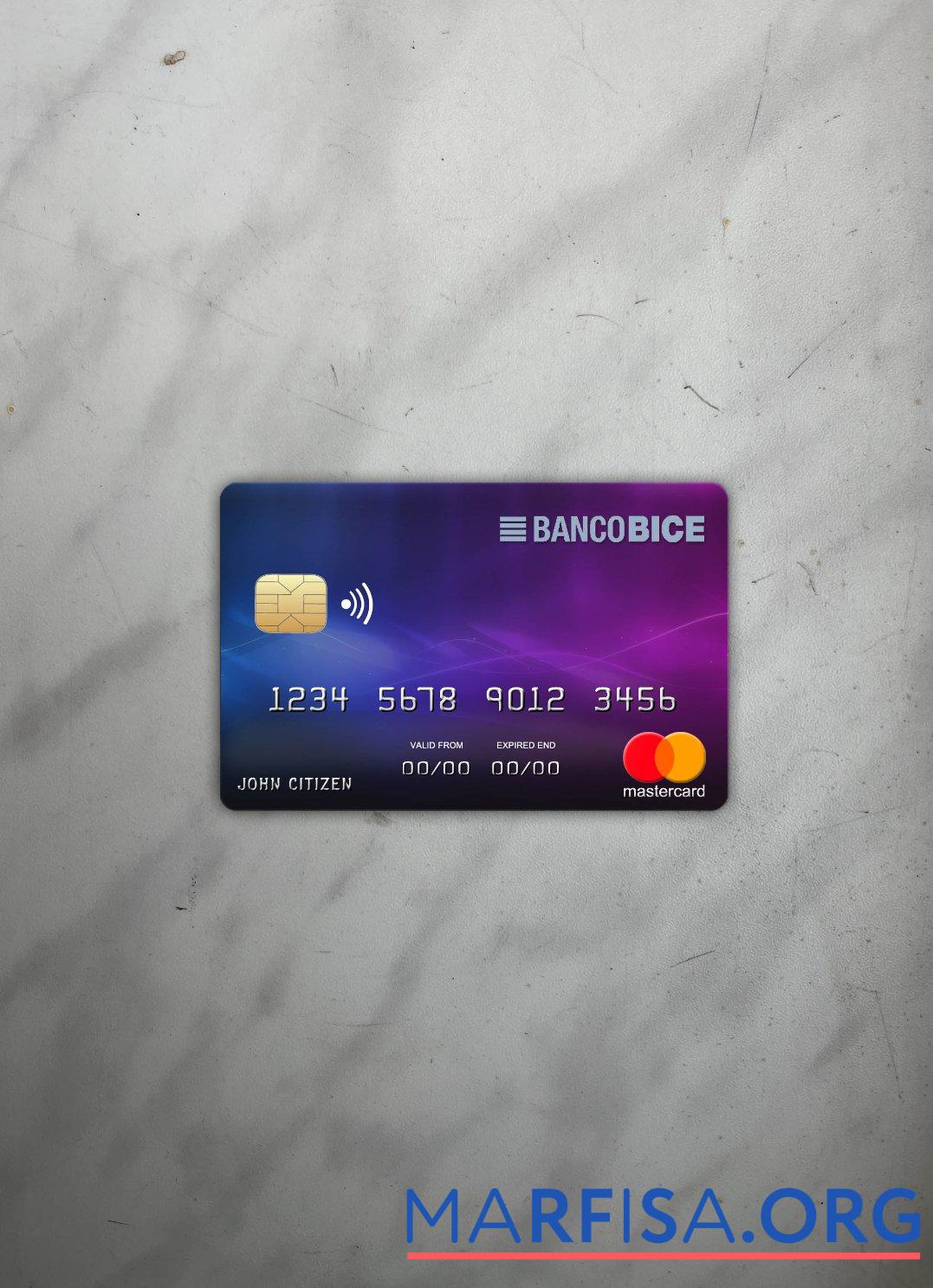 Realistic Chile BICE bank mastercard photolook front real example